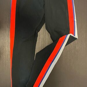 Nike Black Leggings with Red and Blue Stripes